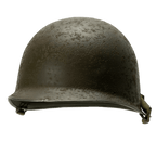 Coque de casque US M1 Battle Battered 36th Infantry Division vue de 3/4 avant