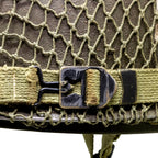 Casque complet parachutiste version Battle Battered 506th PIR Market Garden vue de la jugulaire type parachutiste