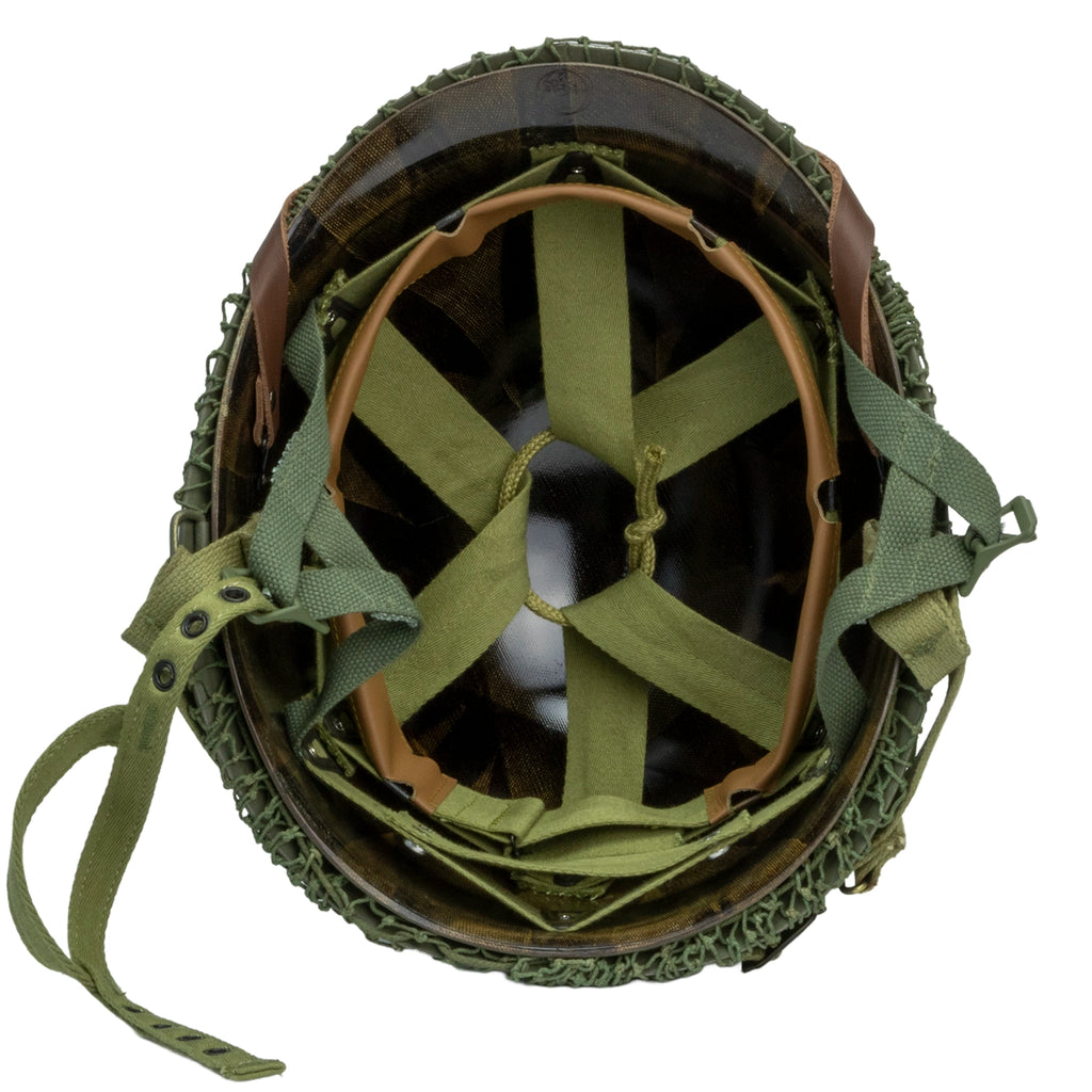Casque complet parachutiste version M1-C Market Garden de NCO du 506th PIR de la 101st Abn vue générale de l'intérieur