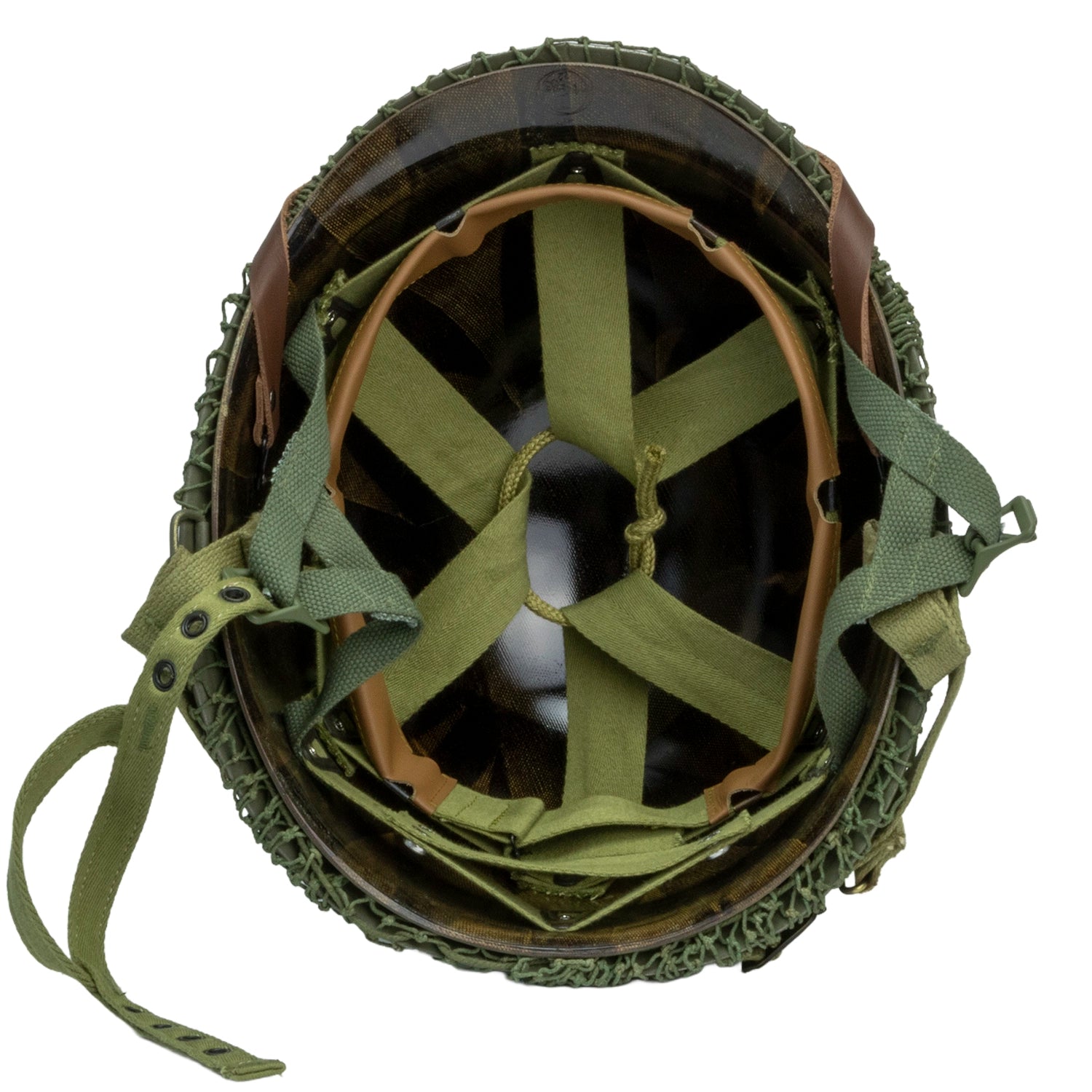 Casque complet parachutiste version M1-C Market Garden de NCO du 506th PIR de la 101st Abn vue générale de l'intérieur