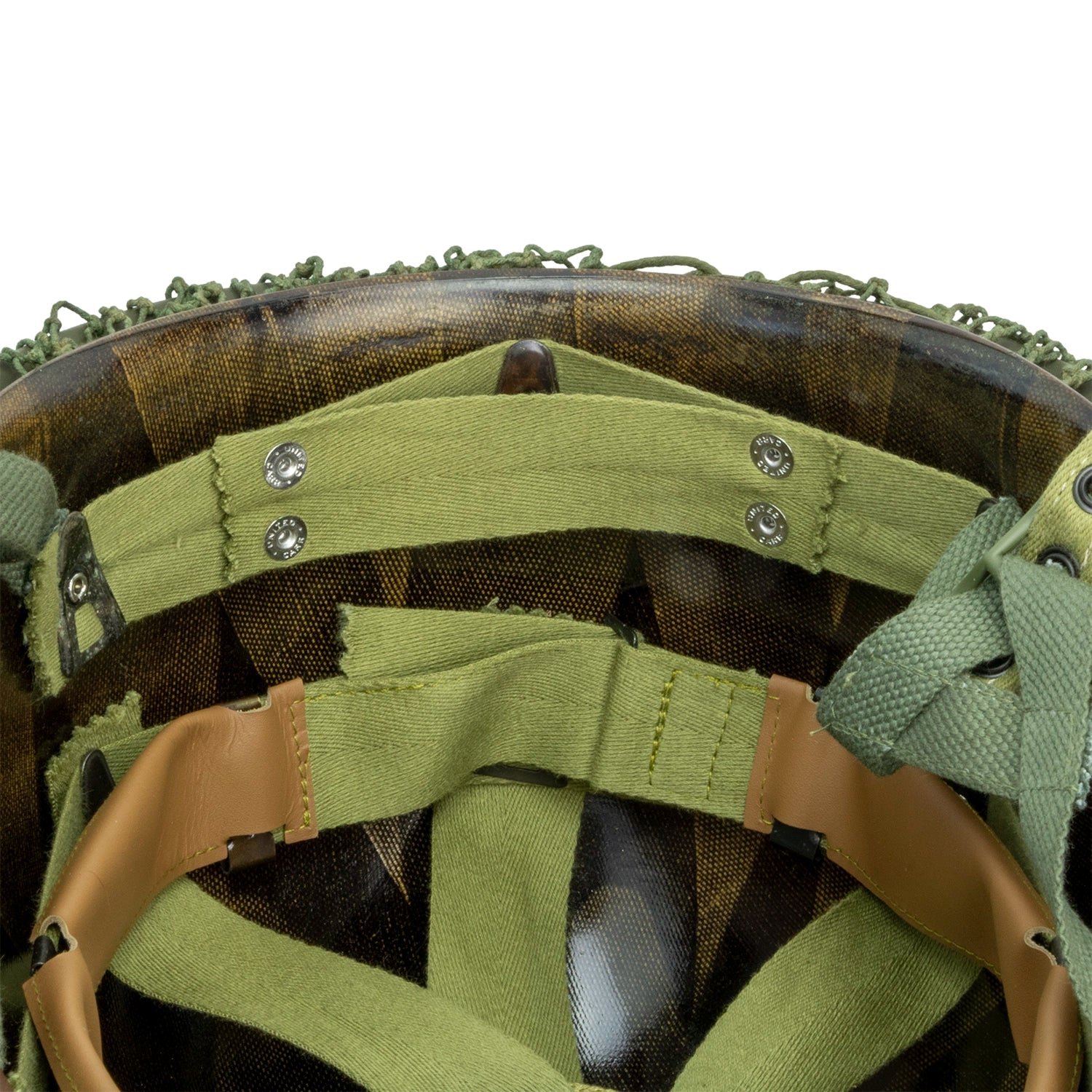 Casque complet parachutiste version M1-C Market Garden de NCO du 506th PIR de la 101st Abn vue du neckband