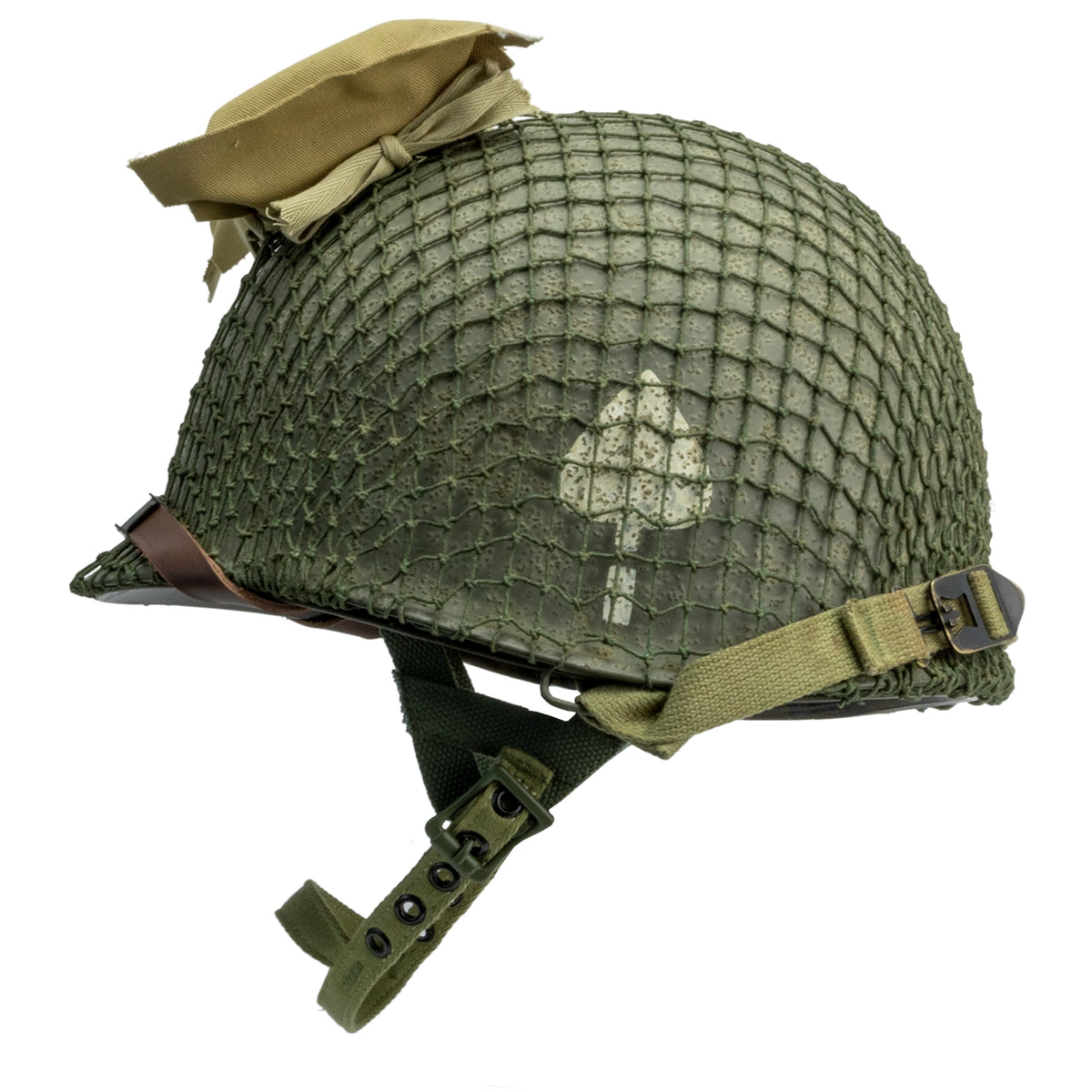 Casque complet parachutiste version M1-C Market Garden de NCO du 506th PIR de la 101st Abn vue latérale gauche