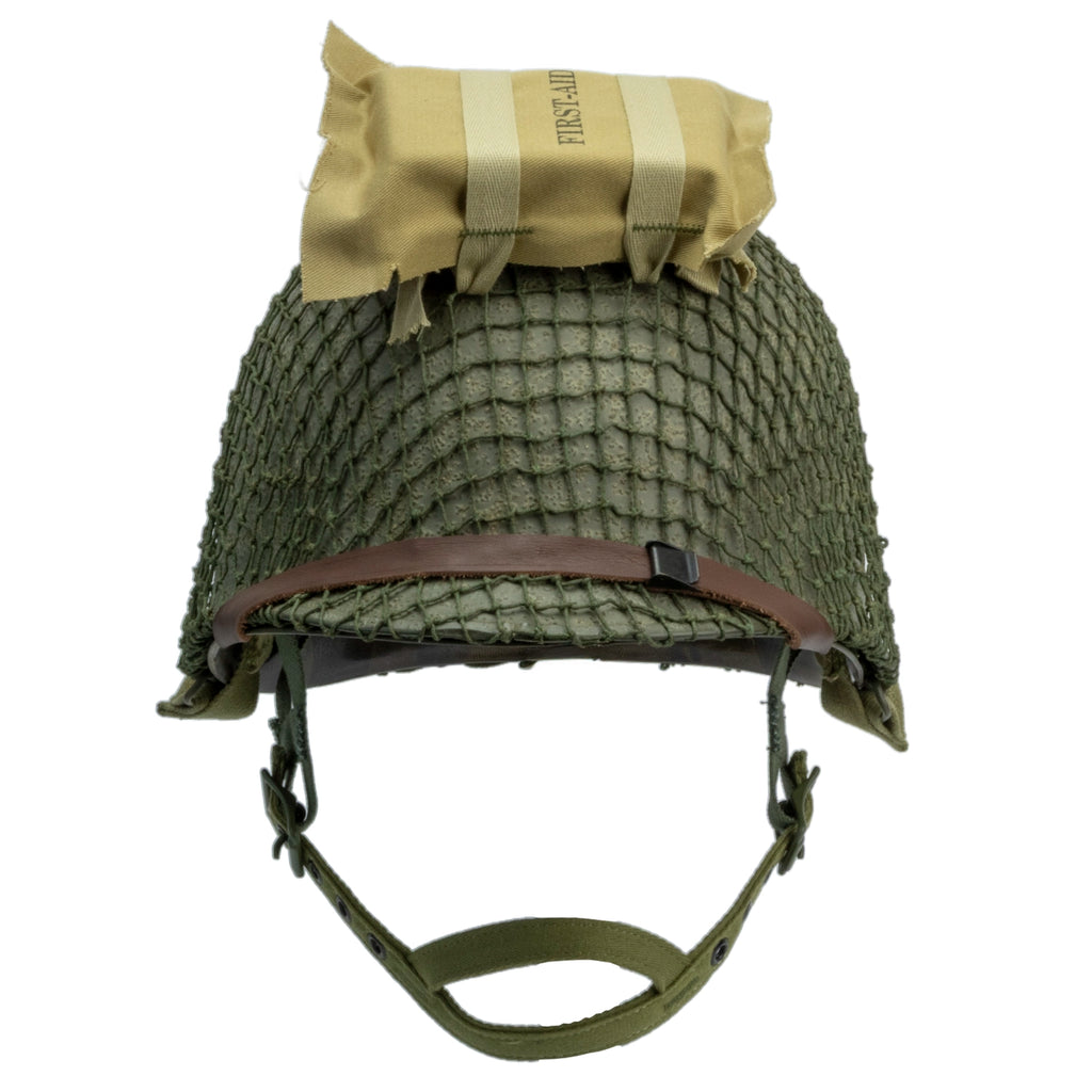Casque complet parachutiste version M1-C Market Garden de NCO du 506th PIR de la 101st Abn vue de face