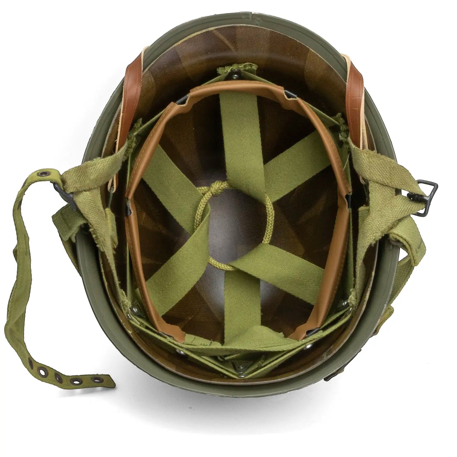 Casque complet parachutiste Battle Battered 508th PIR 3rd Bn vue intérieure