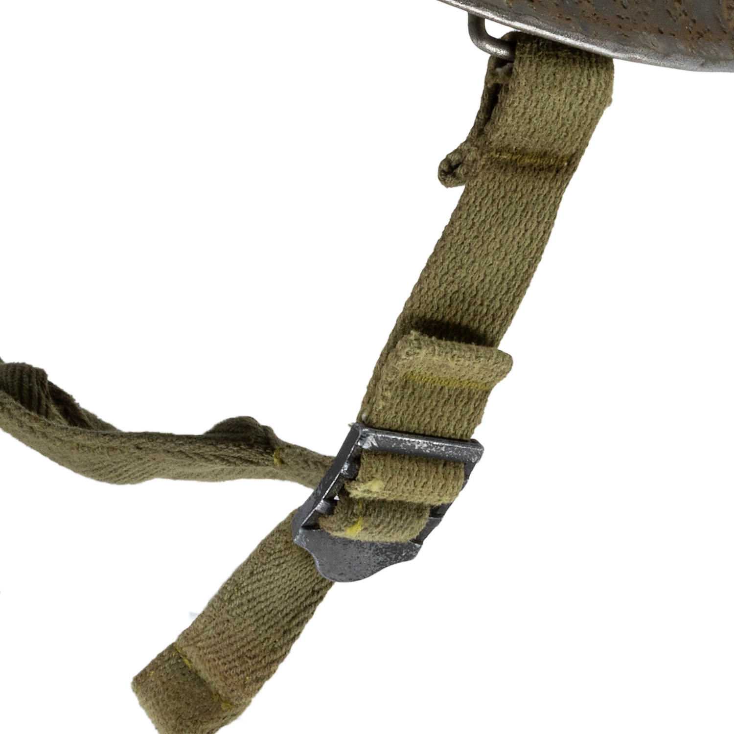 Casque Complet Parachutiste 517th PRCT coque McCord liner Firestone Battle Battered Mon Casque M1 image ambiance jugulaire.