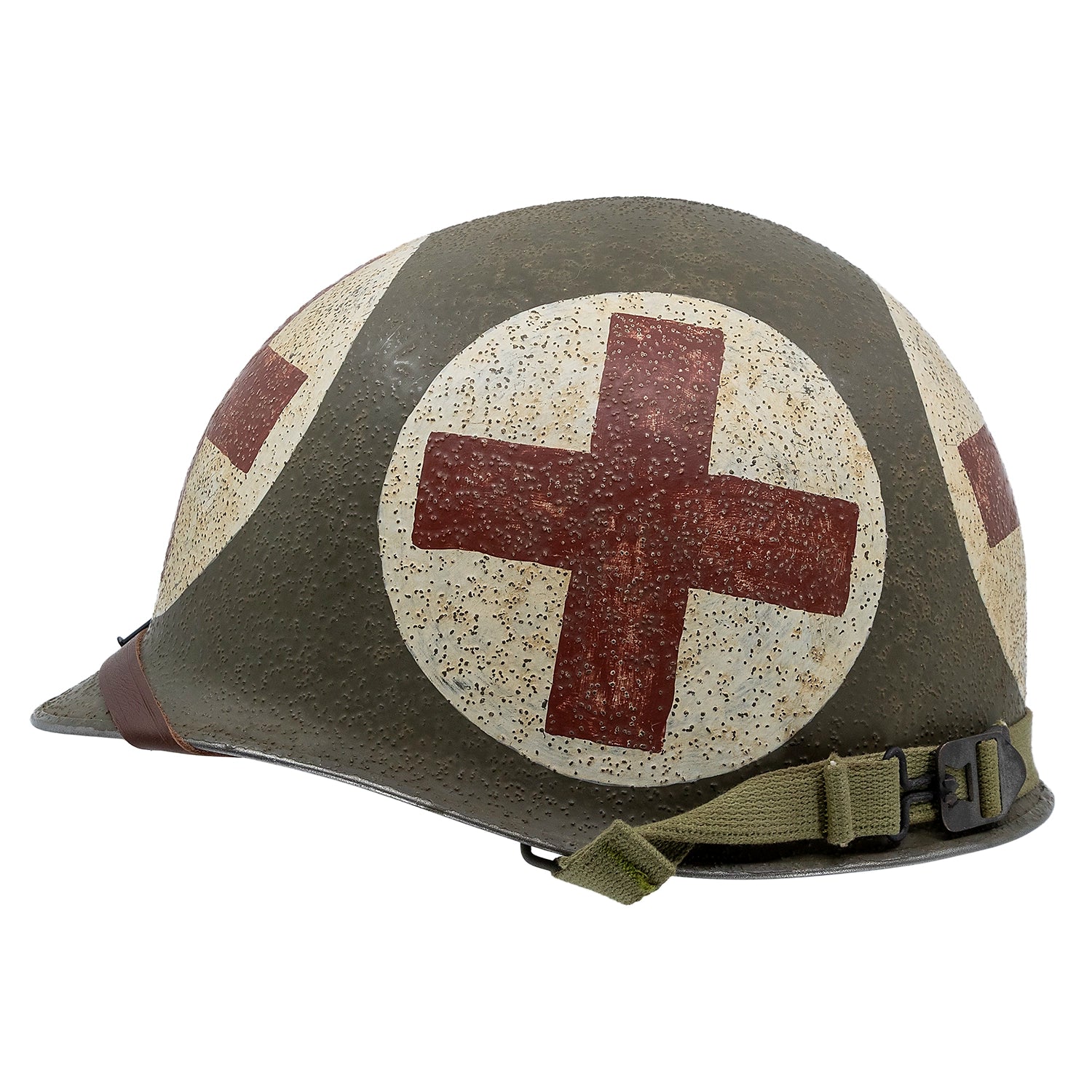 Casque Complet Infanterie Pattes Mobiles Battle Battered Mon Casque M1 Combat Medic 4 Panneaux vue latérale gauche.