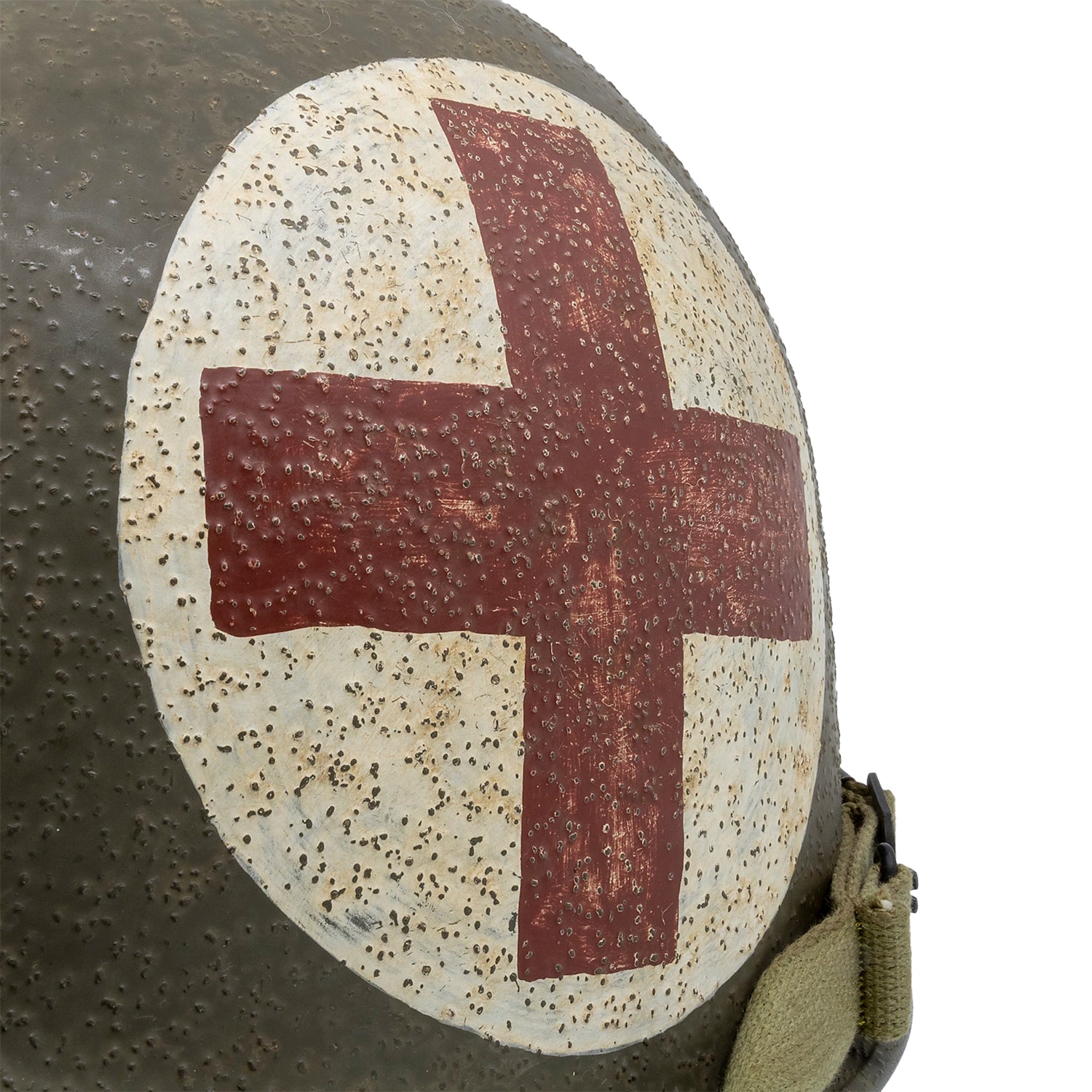 Casque Complet Infanterie Pattes Mobiles Battle Battered Mon Casque M1 Combat Medic 4 Panneaux vue en gros plan du panneau latéral.