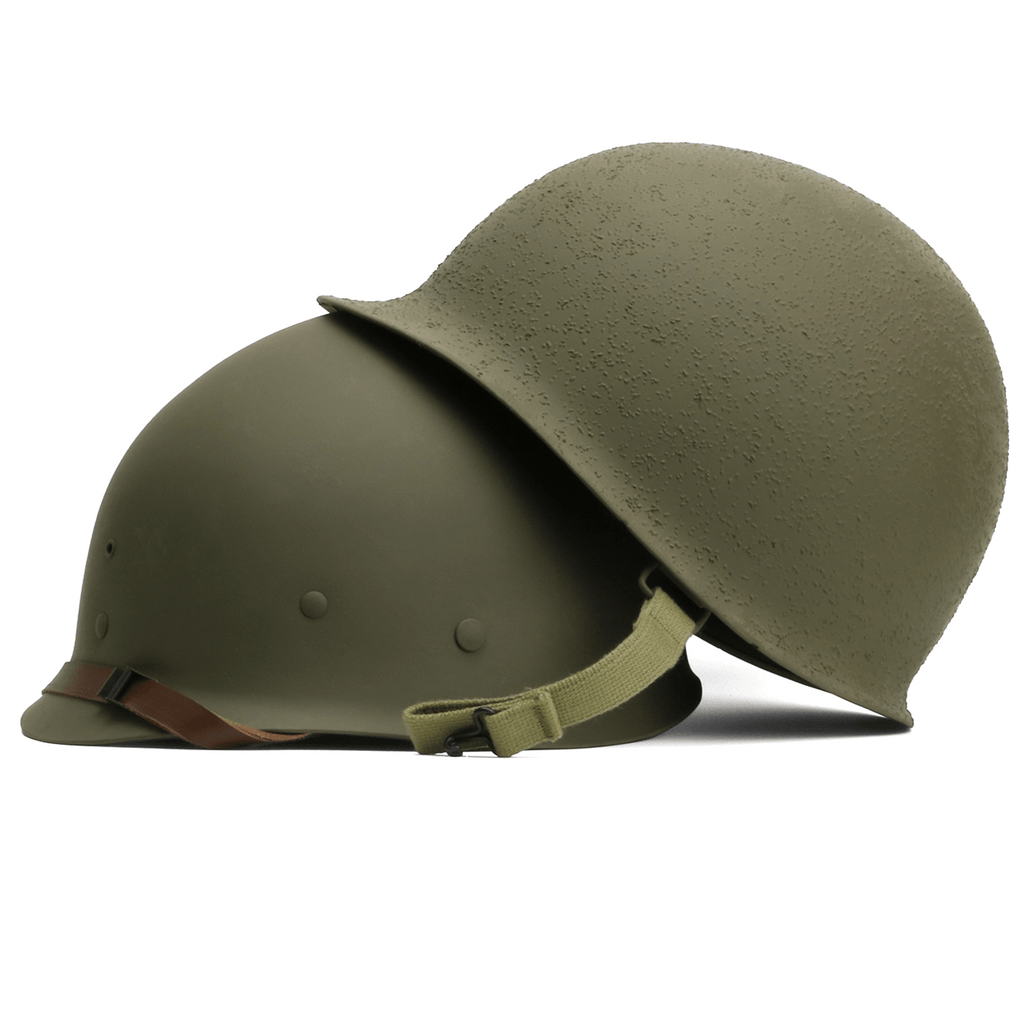 Casque Complet Infanterie McCord 1023B - Liner Finland vue exterieure du casque lourd posé sur le sous casque Firestone.