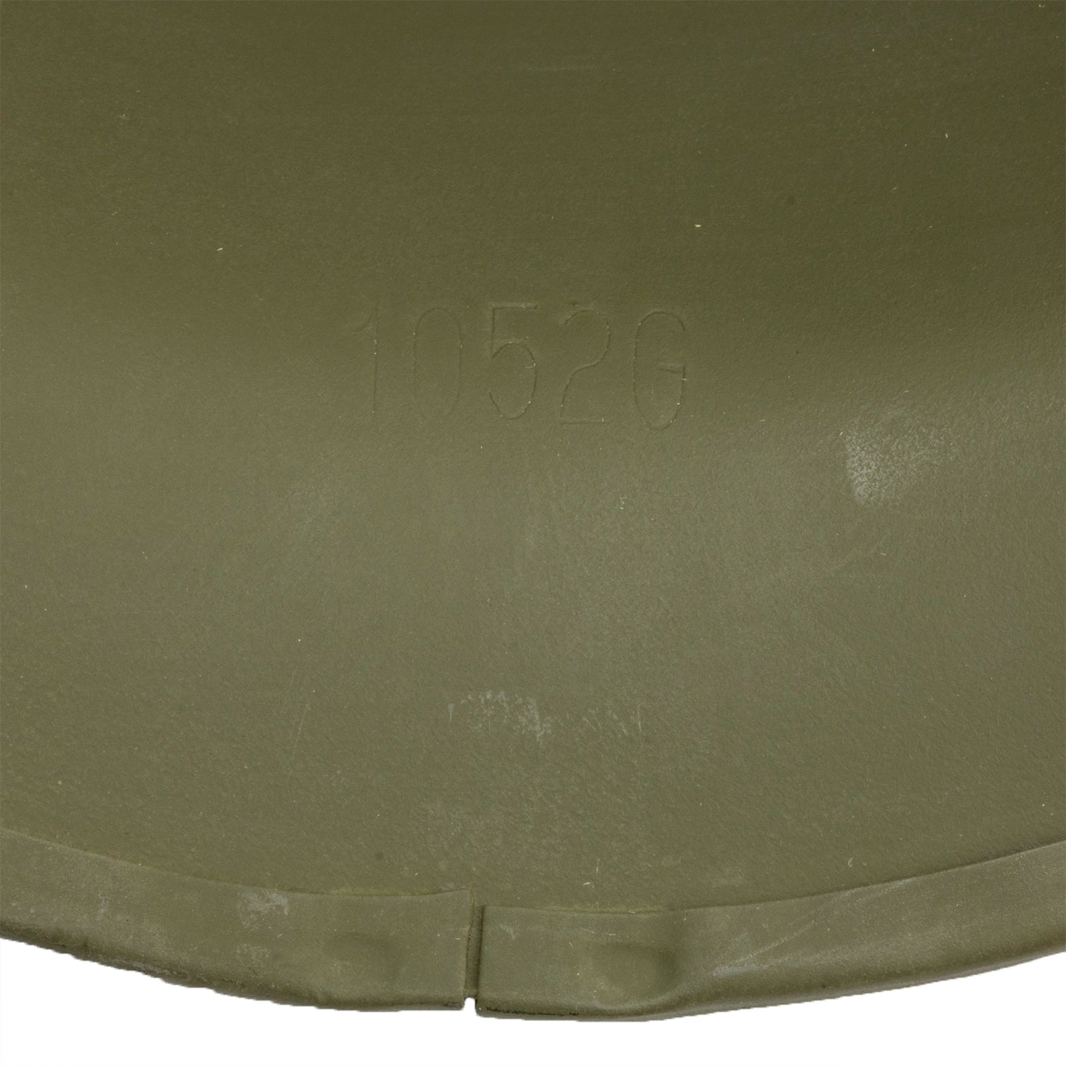 Casque Complet Infanterie McCord 1052G - Liner CAPAC gros plan du heat stamp ou numéro de lot 1052G