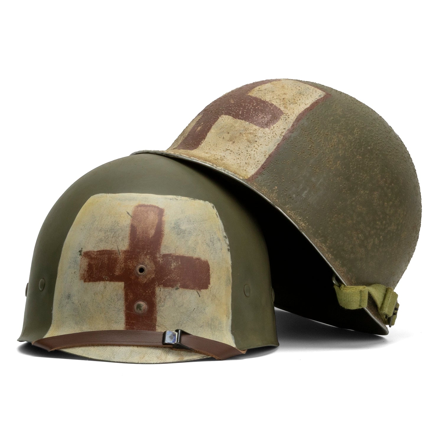 Casque Complet Infanterie - Original McCord 501A gros plan de la jugulaire de sous casque en cuir