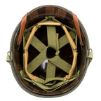 Casque Complet Infanterie Schlueter 90A - Liner Westinghouse avec son filet grandes mailles vue interieure du liner en fibre.