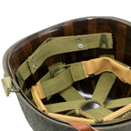 Casque Complet Infanterie Schlueter 90A - Liner Westinghouse avec son filet grandes mailles vue interieure arrière.