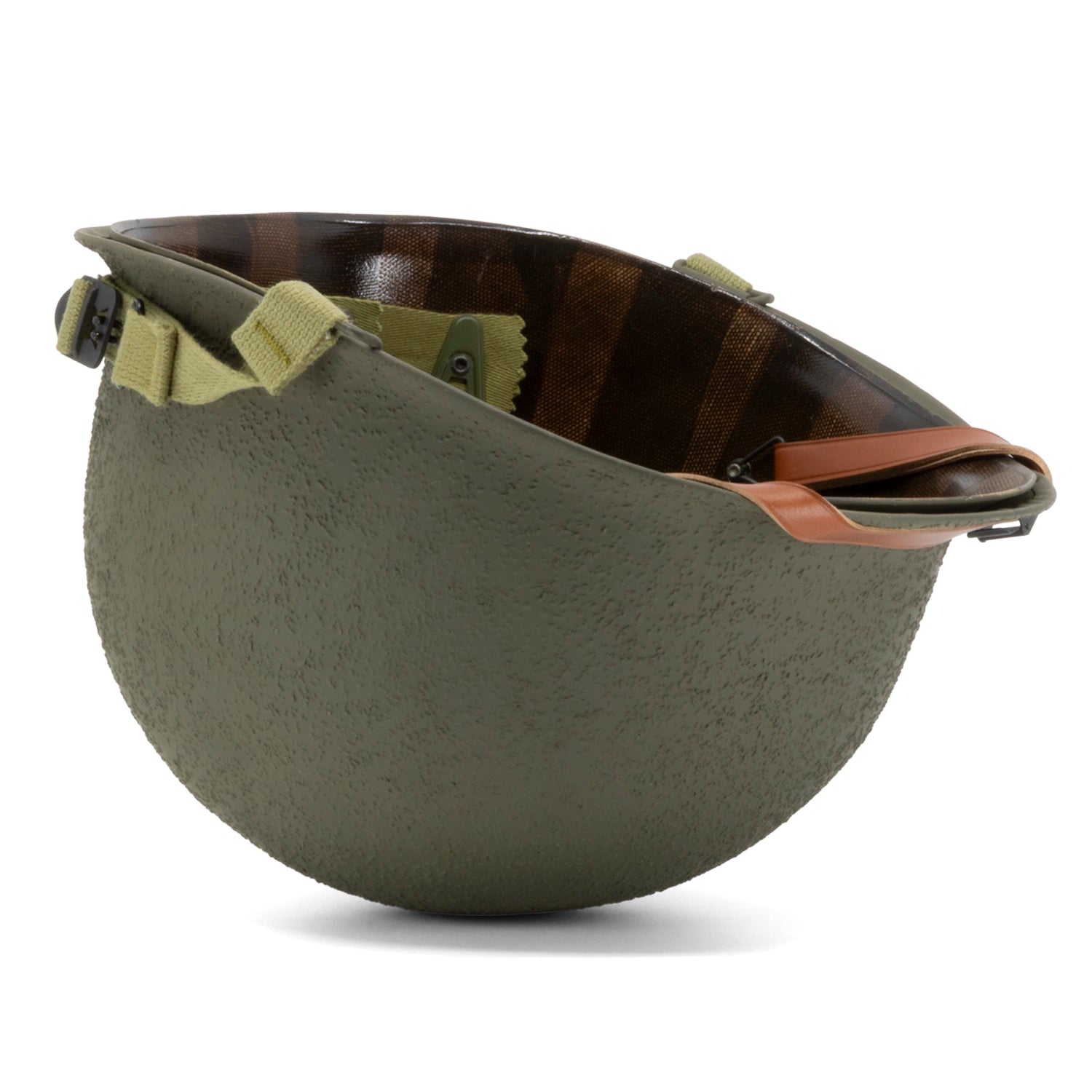 Casque Complet Infanterie Schlueter 90A - Liner Westinghouse posé au sol de profil.