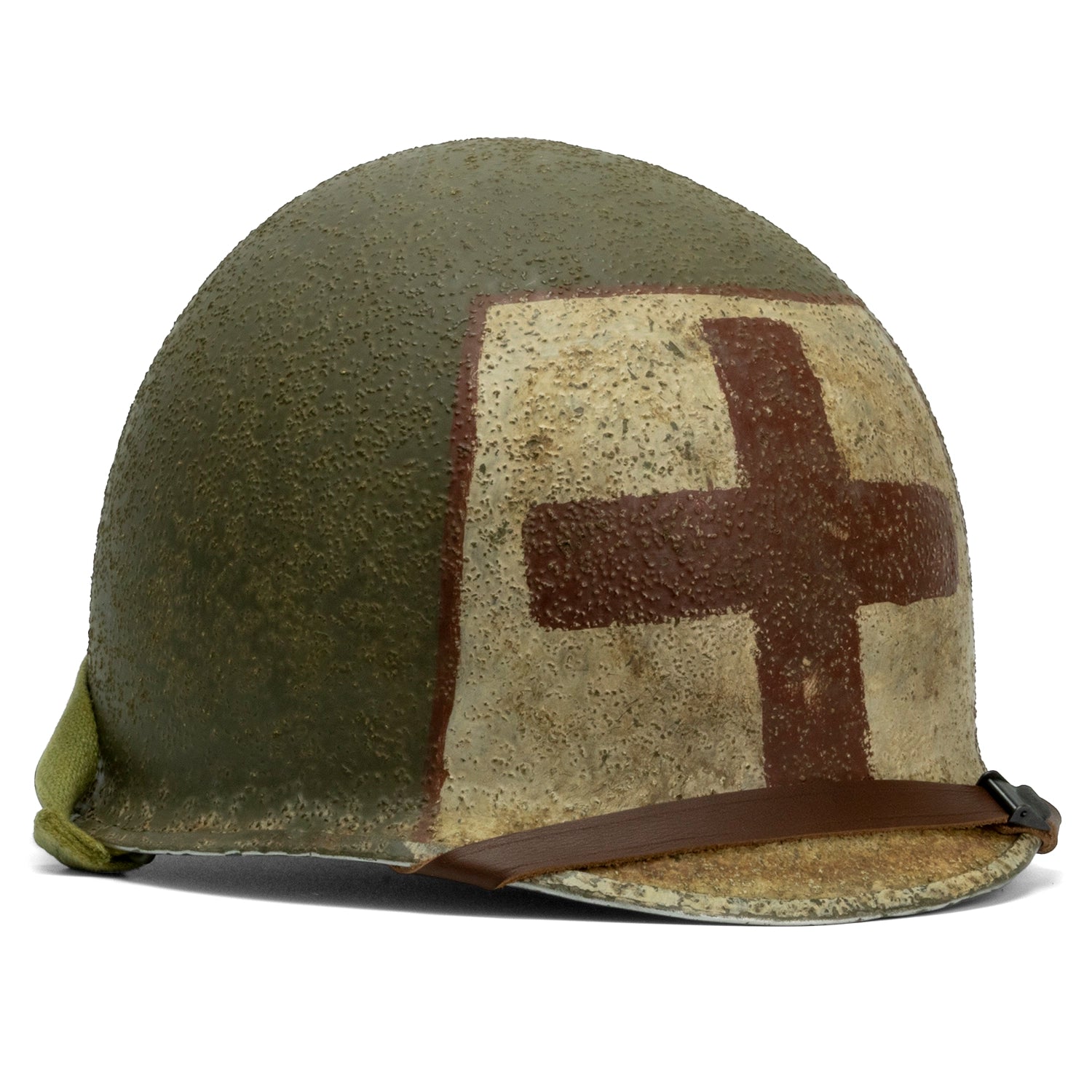 Casque Complet Infanterie - Original McCord 501A vue avant du casque complet avec sa jugulaire et son insigne arrière.