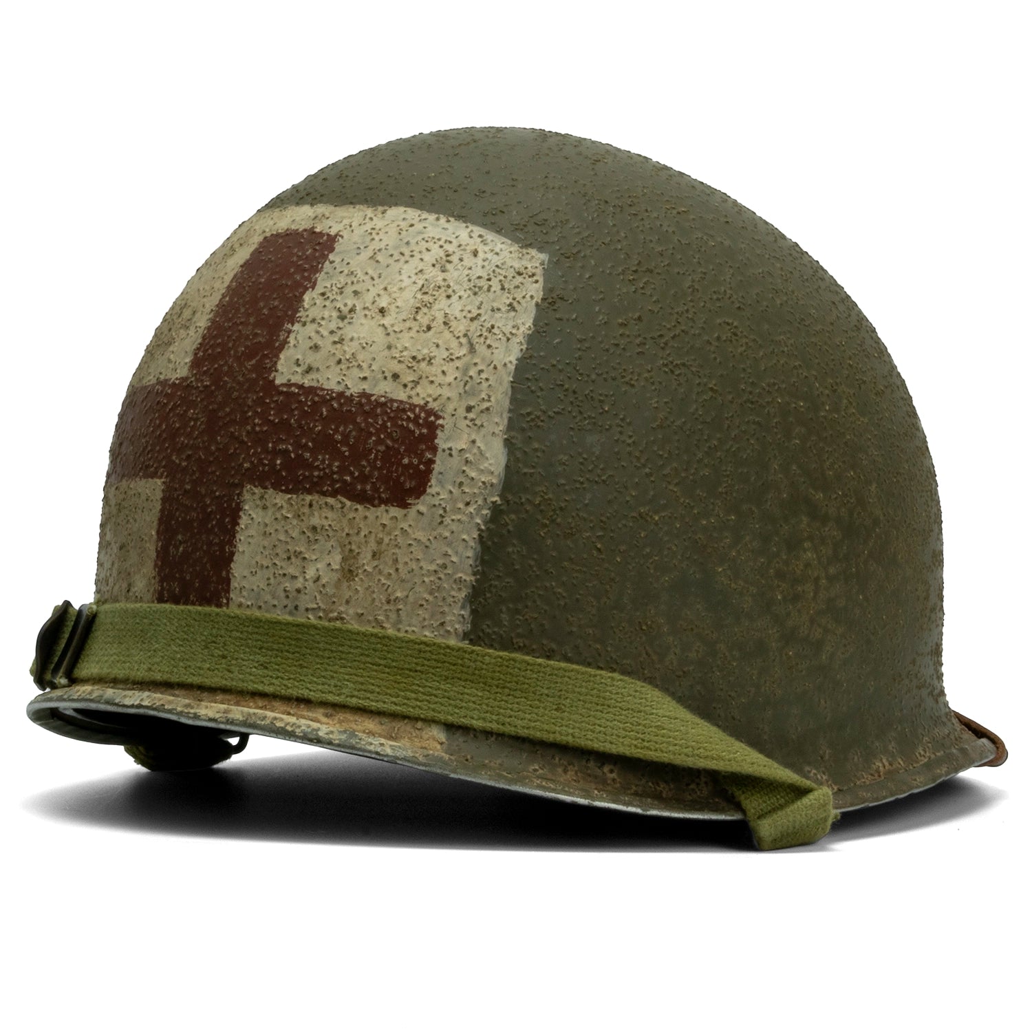 Casque Complet Infanterie - Original McCord 501A vue arrière du casque complet avec sa jugulaire et son insigne arrière.