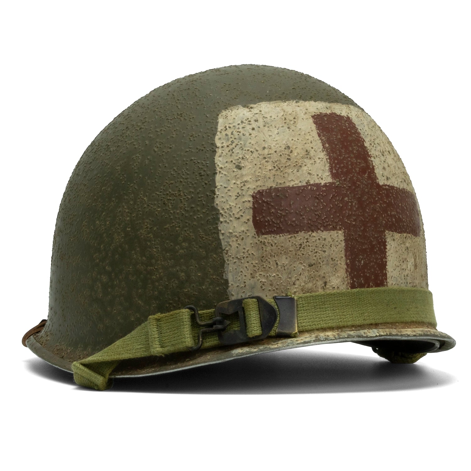 Casque Complet Infanterie - Original McCord 501A vue arrière latérale du casque complet avec sa jugulaire.