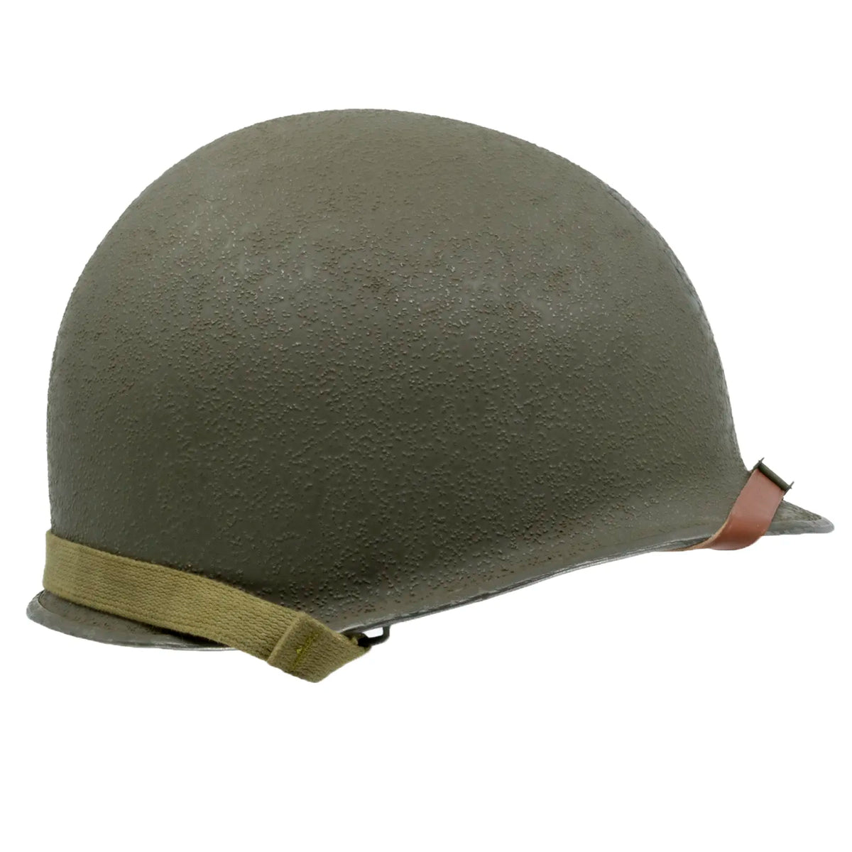 Casque US M1 McCord 781B vu de profil droit, peinture olive drab texturée au liège