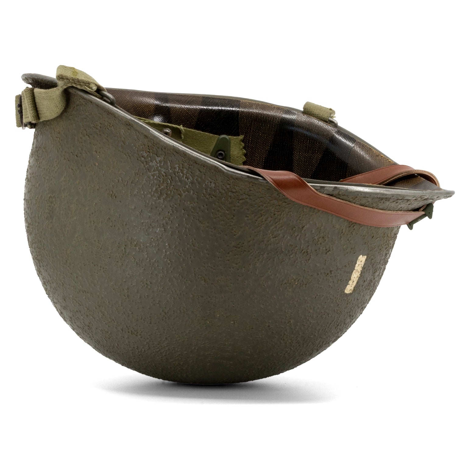 Casque Complet Infanterie McCrod 551B - Liner Capac - 2nd Ranger Battalion 1st Lt posé à l'envers de 3/4 face.