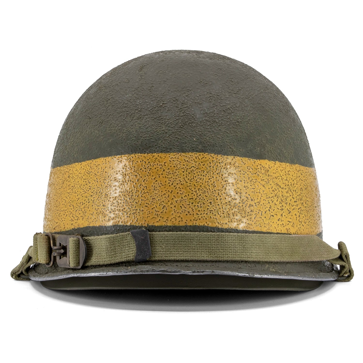 Casque complet infanterie Schlueter 365A S Liner Westinghouse -MP Jaune Battle Battered, vue arrière.