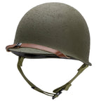 Casque Complet US M1 fabrication McCord numéro 544C et son liner International Moulded Plastics IMP vue de 3/4 avant