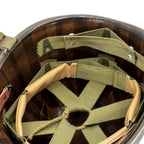 Casque Complet Parachutiste 517th PRCT coque McCord liner Firestone Battle Battered Mon Casque M1 vue générale de l'intérieur du liner Firestone.