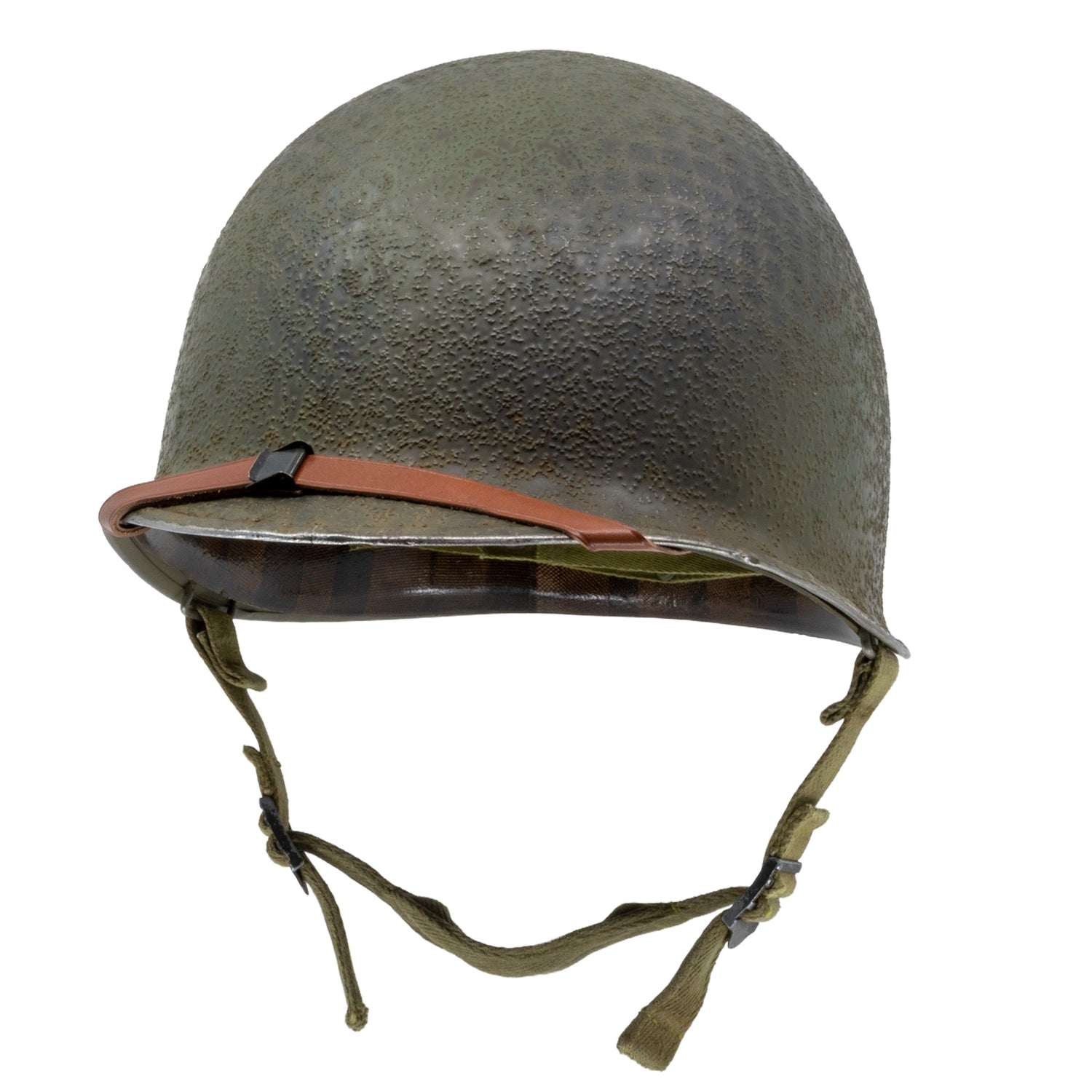 Casque Complet Parachutiste 517th PRCT coque McCord liner Firestone Battle Battered Mon Casque M1 vue de 3/4 avant.