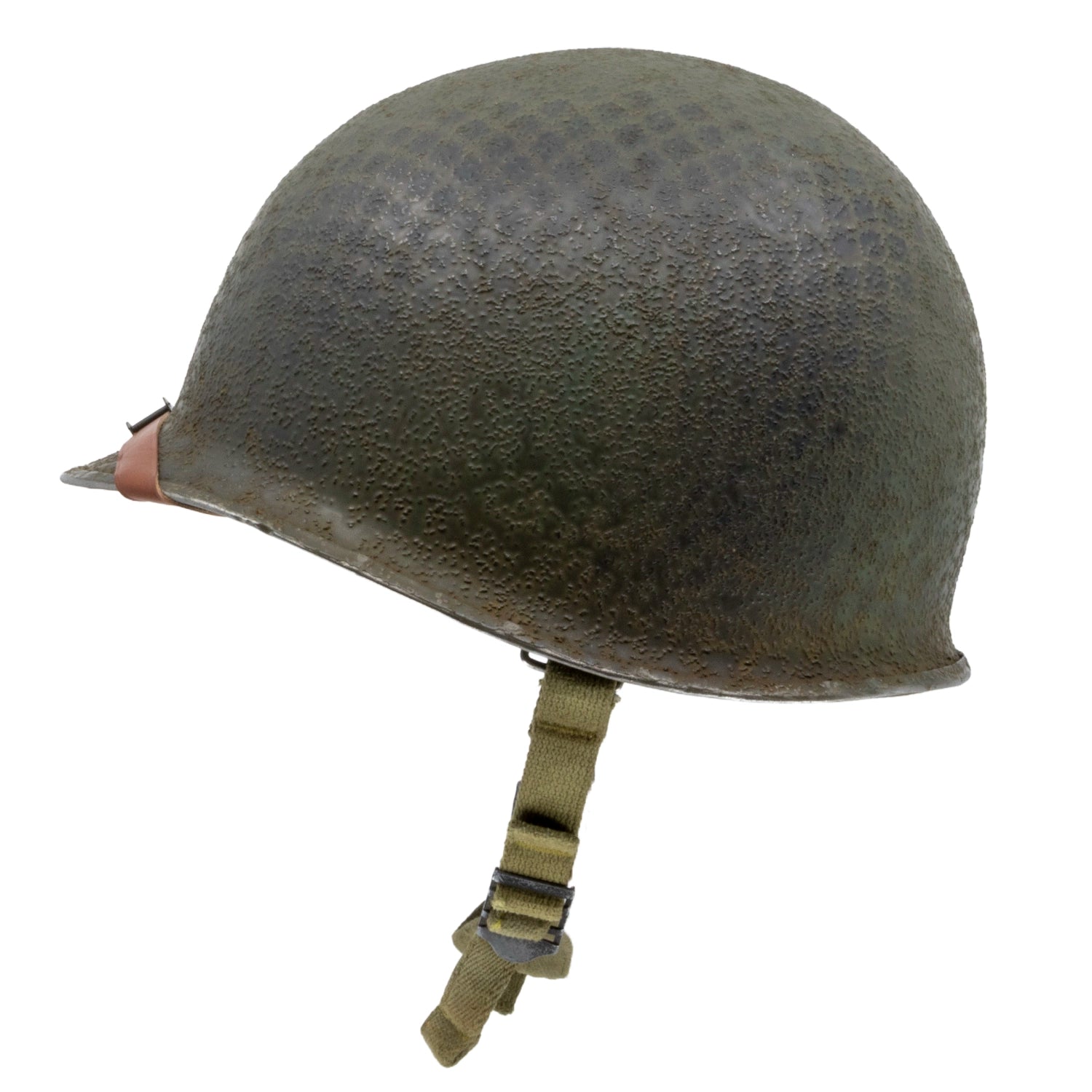 Casque Complet Parachutiste 517th PRCT coque McCord liner Firestone Battle Battered Mon Casque M1 vue latérale gauche.