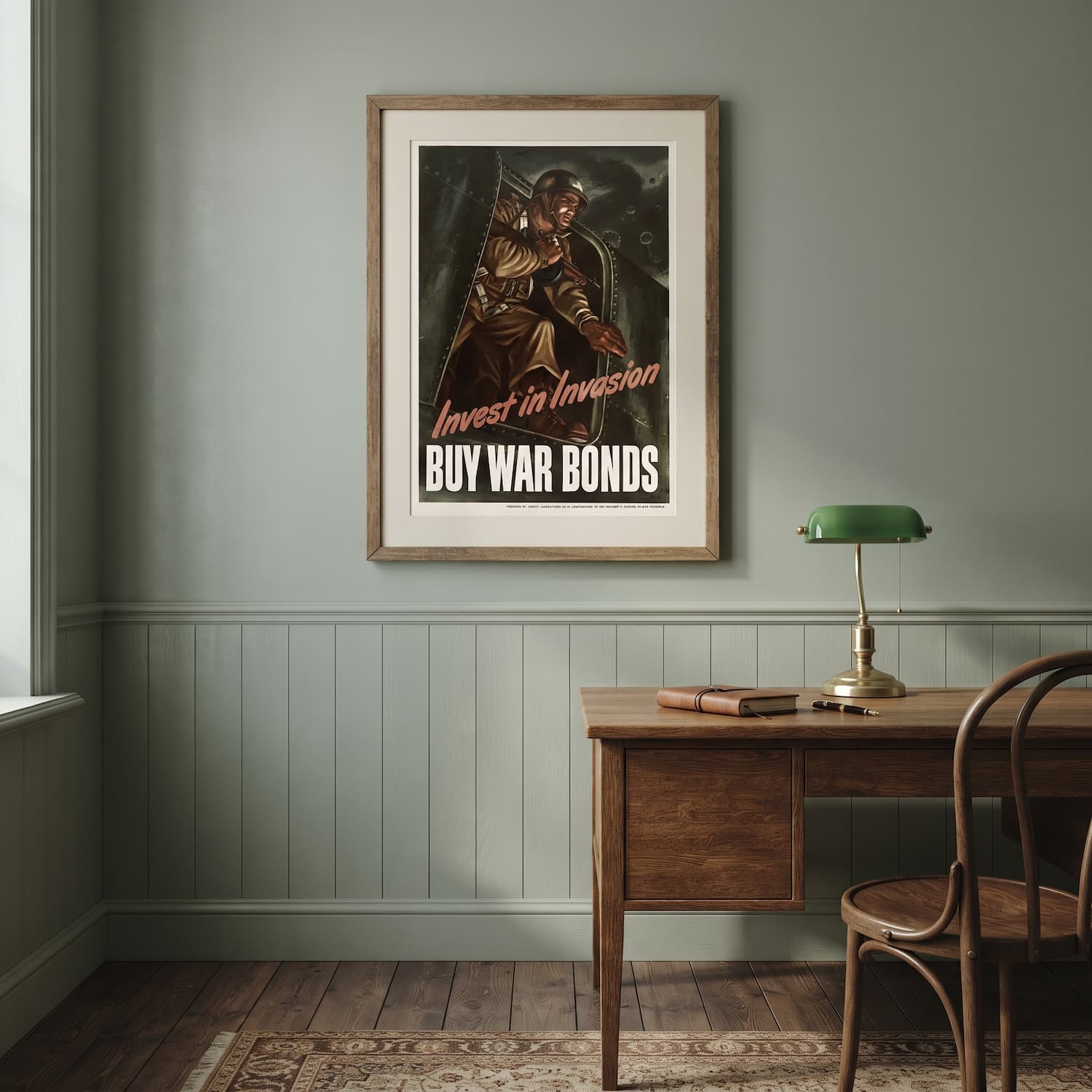 Poster dans une c hambre Vintage WWII Invest in Invasion