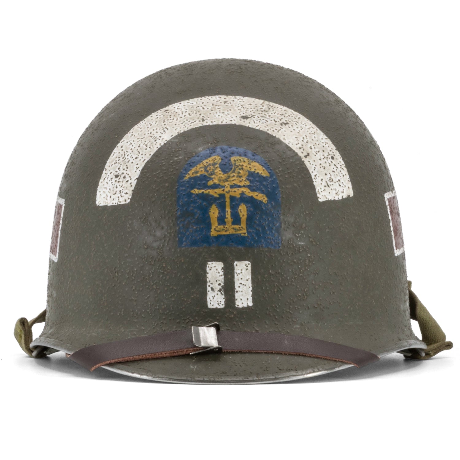 Casque Complet Infanterie US M1 Battle Battered ESB Captain Medic vue avant.