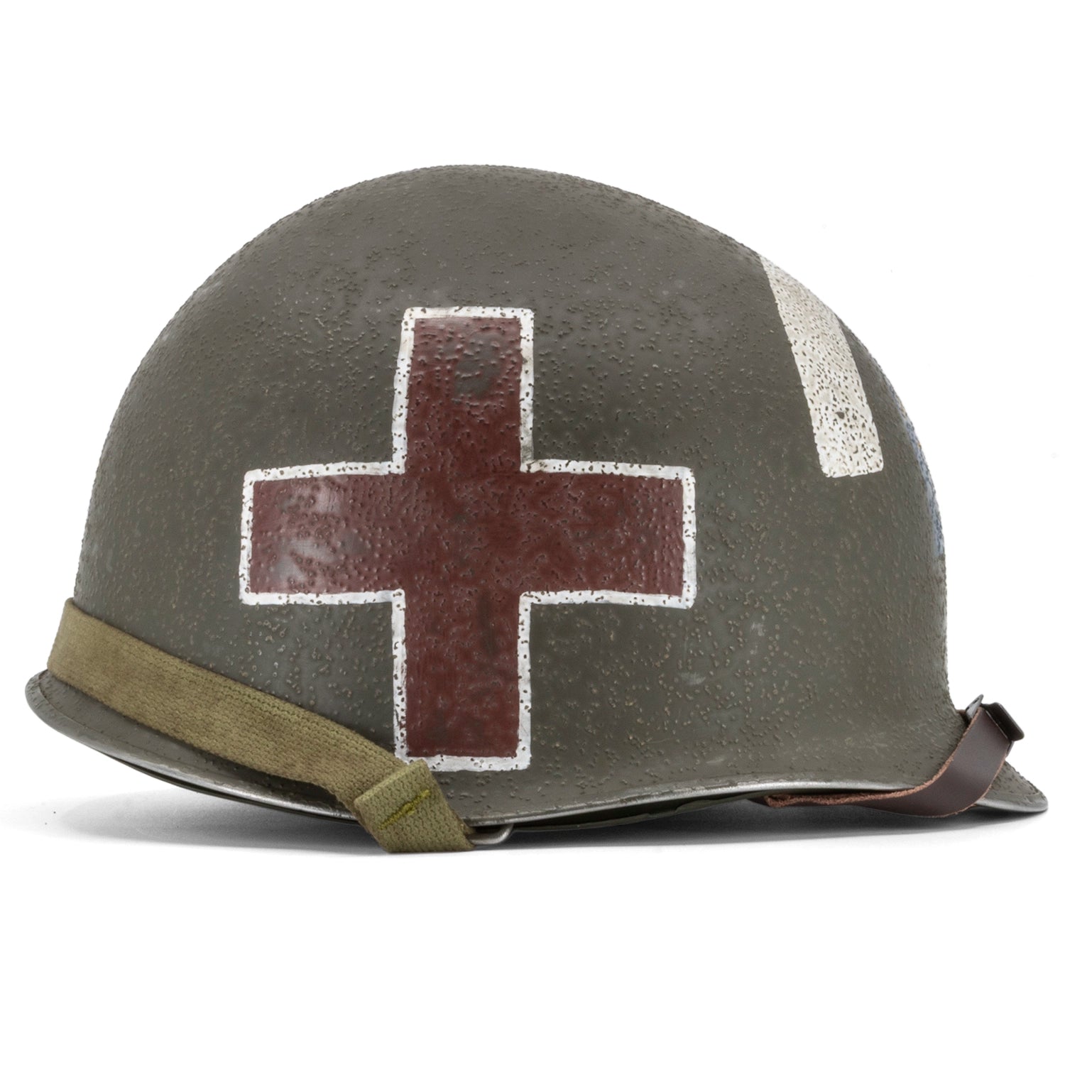 Casque Complet Infanterie US M1 Battle Battered ESB Captain Medic vue latérale droite.