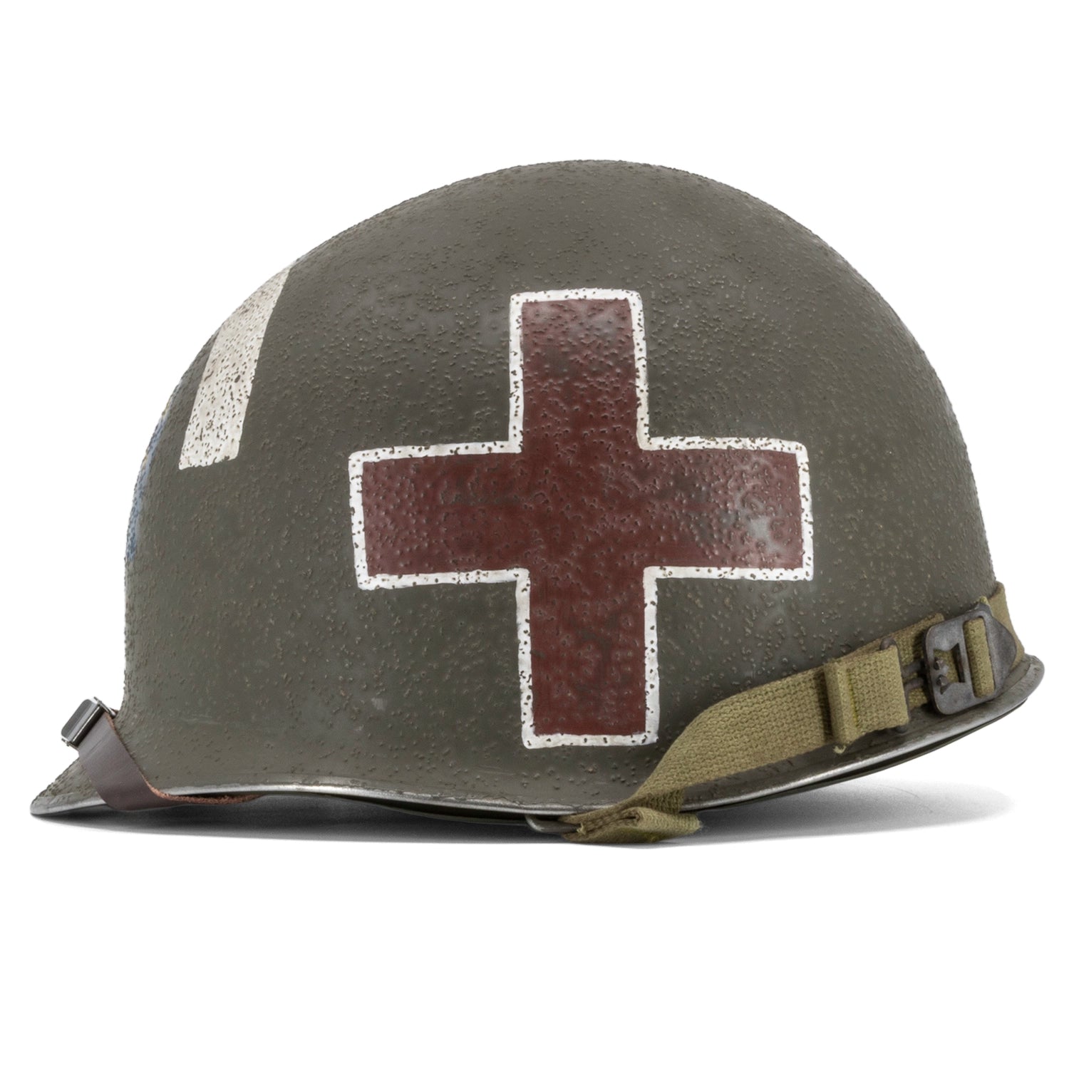 Casque Complet Infanterie US M1 Battle Battered ESB Captain Medic vue latérale gauche.