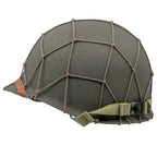 Filet Grandes Mailles reproduction casque US M1 coton vue de profil monté sur un casque US M1