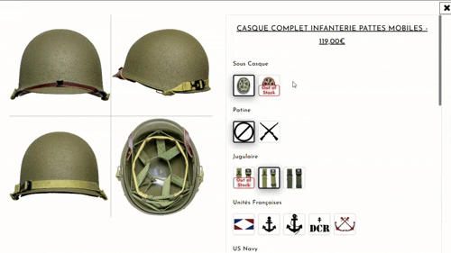 Visualiser les modification de ma personnalisation de casque US M1 en temps réél Mon Casque M1
