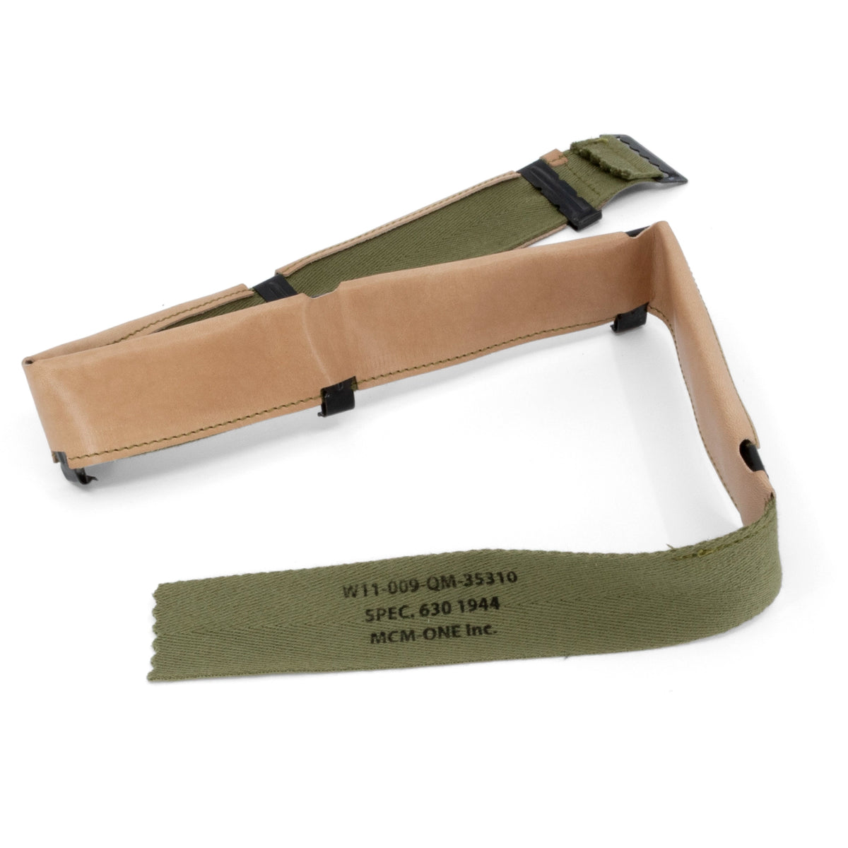 Vue du marquage du sweatband pour liner US M1 à boucles noires.