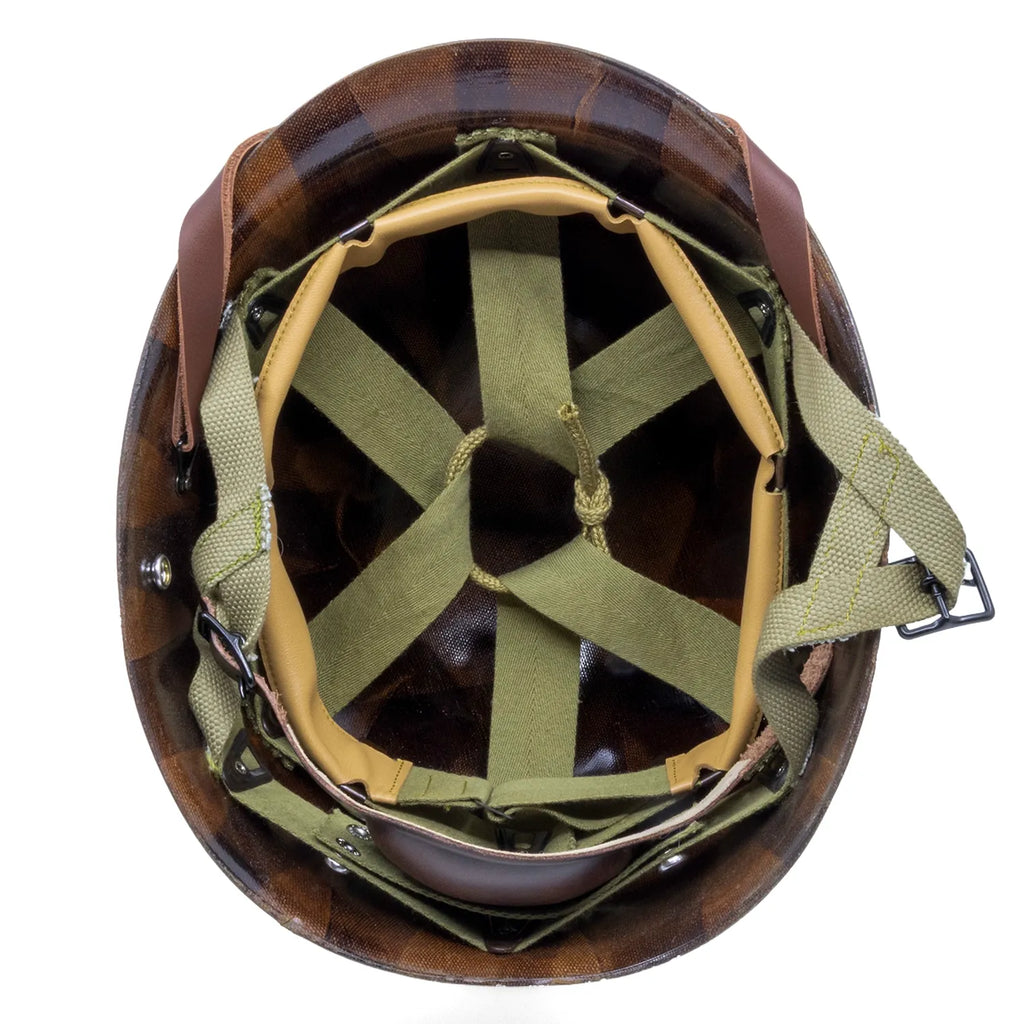 Liner US M1 fibre parachutiste vue interieure du sous-casque et son système de suspente Riddell.