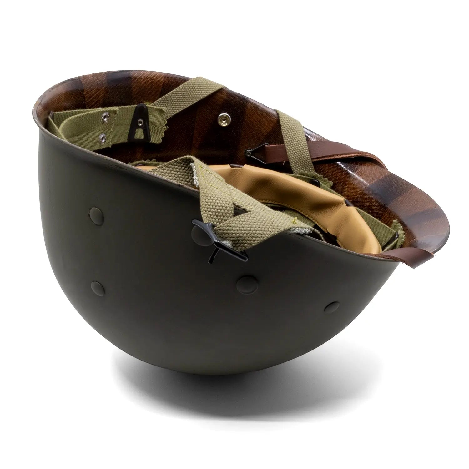 Liner US M1 fibre parachutiste posé à l'envers avec son A Yoke Inland.