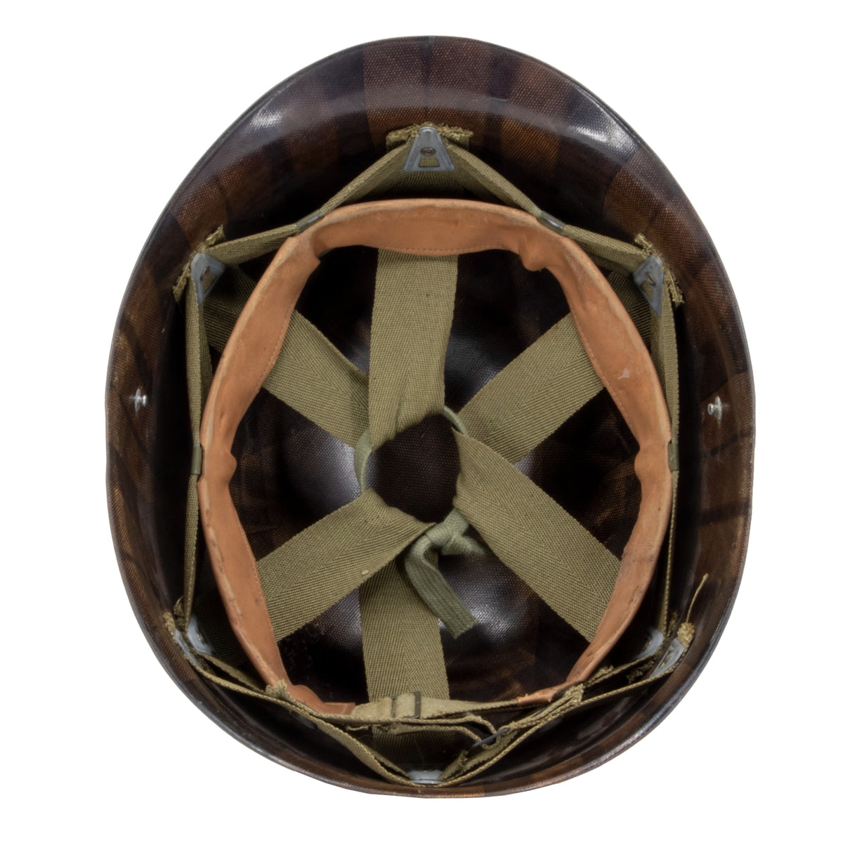 Cordon de serrage pour liner US M1 Early War monté dans un sous casque original début de guerre Mon Casque M1.