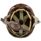 Mentonnière en cuir pour liner US M1 Parachutiste montée sur un sous-casque, vue de interieure_Mon Casque M1