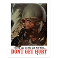 Poster Vintage WWII – « Don't Get Hurt » Mon Casque M1 45cm par 60cm