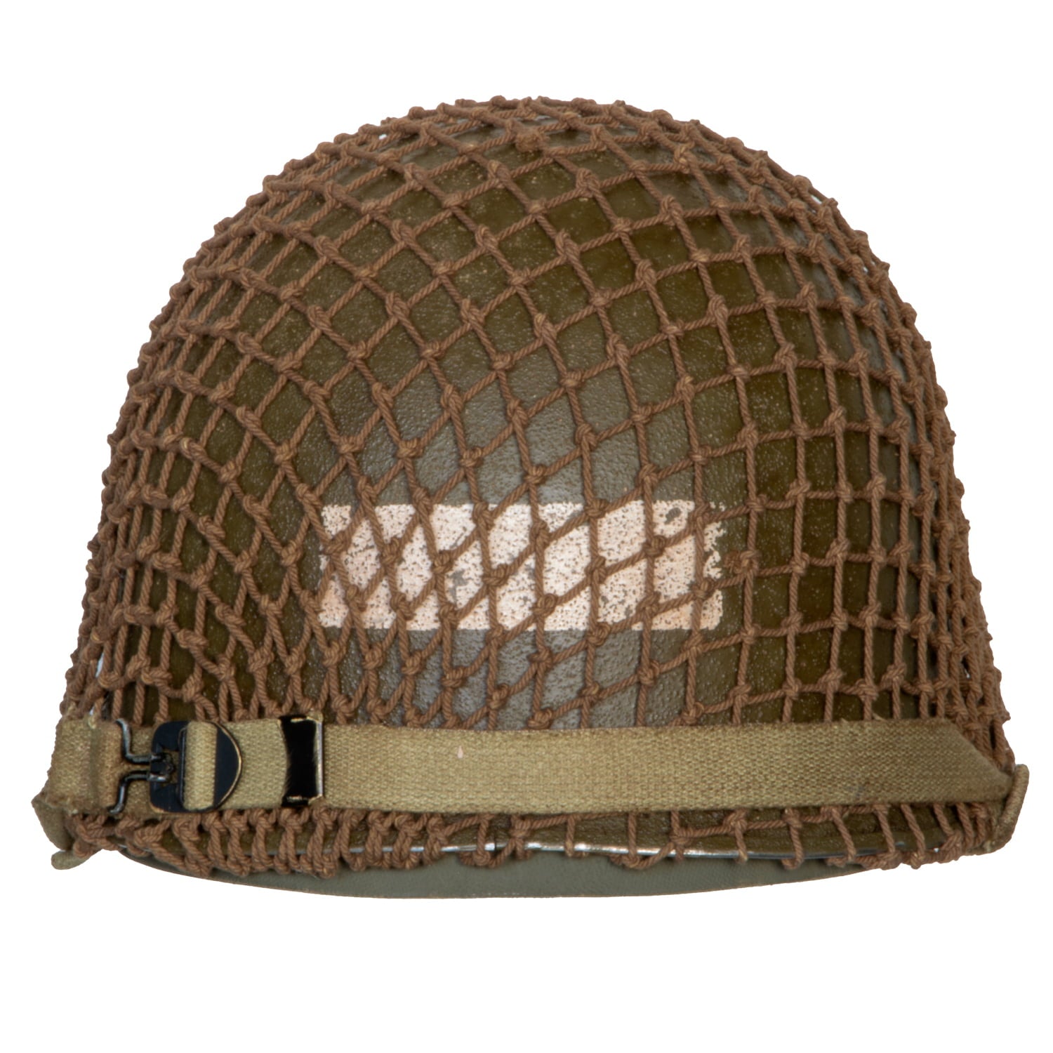 Casque Complet M1 pattes fixes Battle Battrered 2nd Infantry Division vue arrière