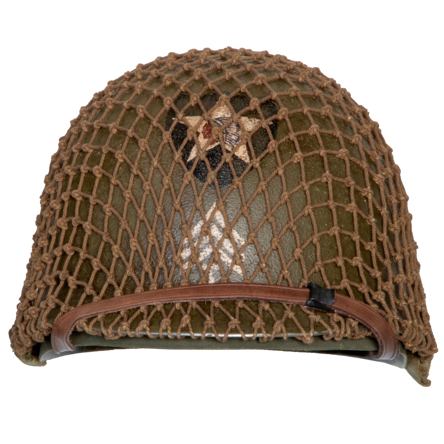 Casque Complet M1 pattes fixes Battle Battrered 2nd Infantry Division vue de face