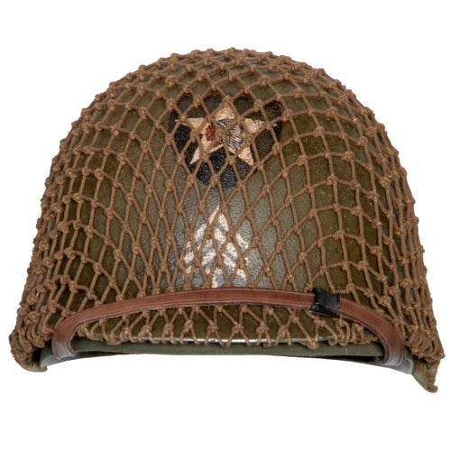 Casque Complet M1 pattes fixes Battle Battrered 2nd Infantry Division vue de face