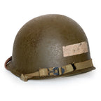 Casque Complet M1 pattes fixes Battle Battrered 2nd Infantry Division vue 3/4 arrière sans filet