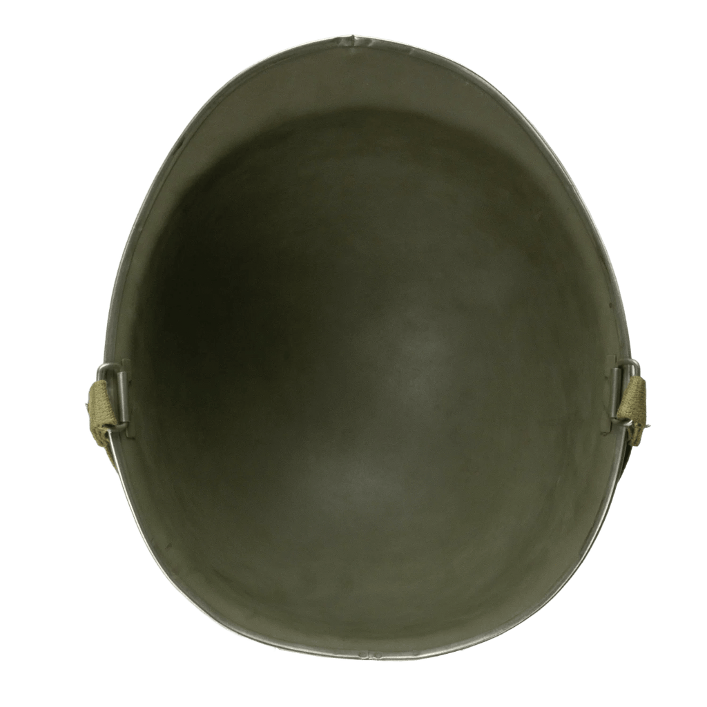 Coque de casque US M1 Battle Battered 36th Infantry Division vue intérieure de la coque