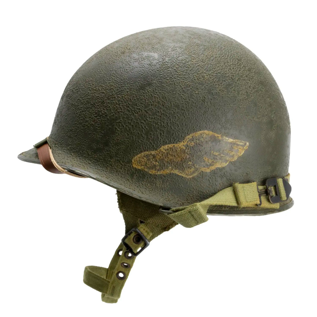 Casque complet parachutiste Battle Battered 508th PIR 3rd Bn vue du côté gauche