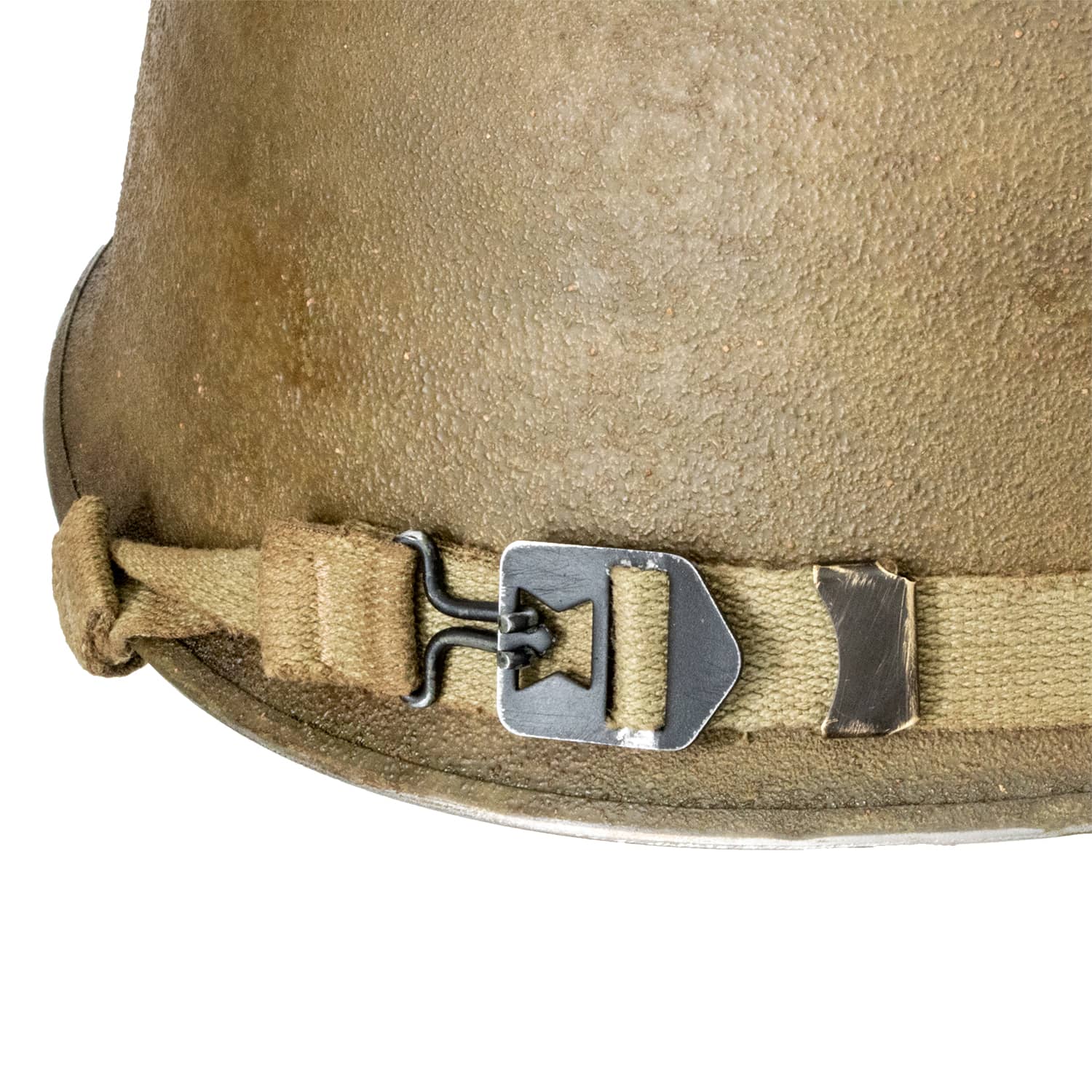 Casque Complet US M1 Battle Battered 5th Engineer Special Brigade ESB vue de la jugulaire