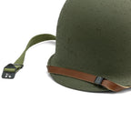 Casque Complet Infanterie McCord 780C vue en gros plan de la jugulaire de sous casque en cuir.