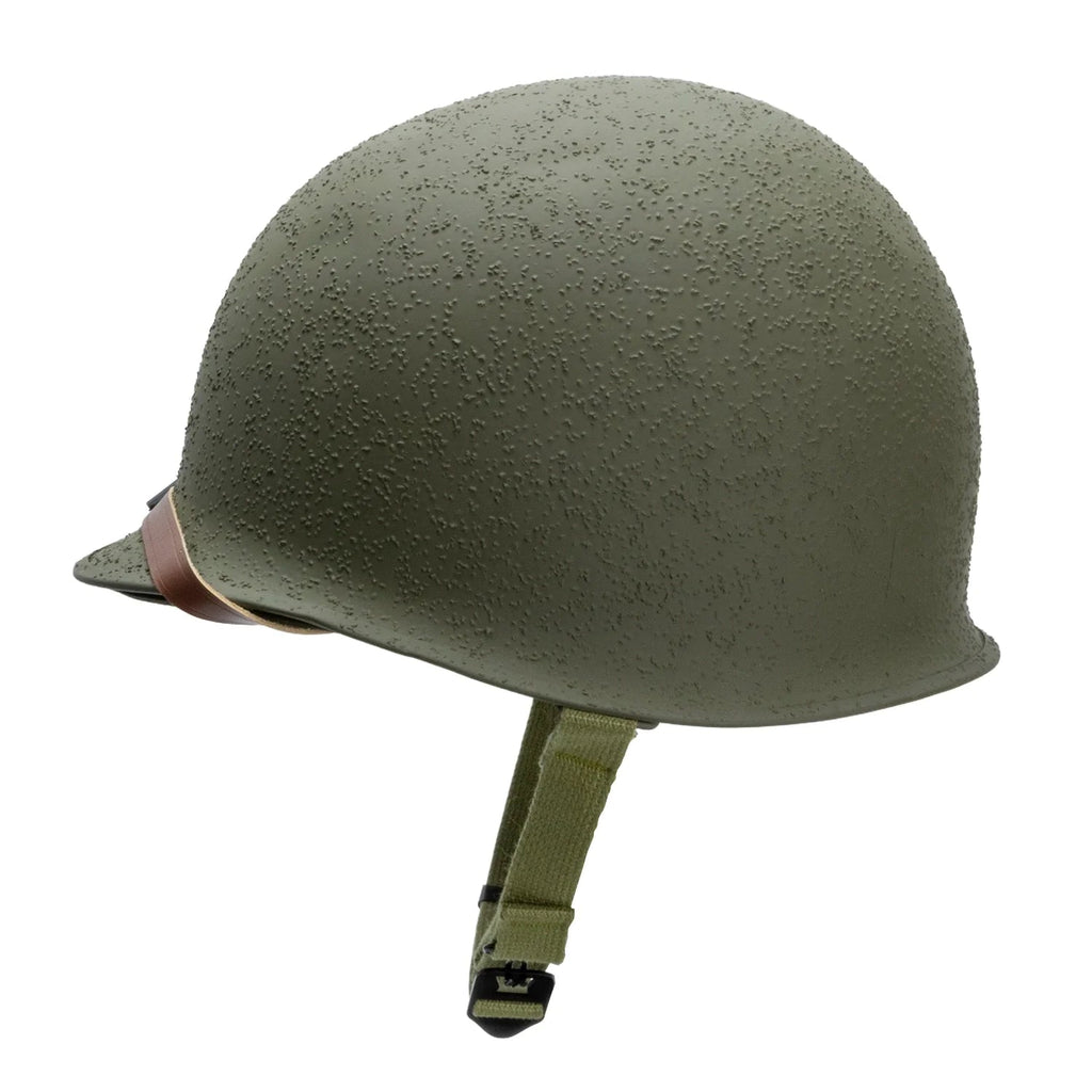 Casque Complet US M1 fabrication McCord numéro 544C et son liner International Moulded Plastics IMP vue du côté gauche.