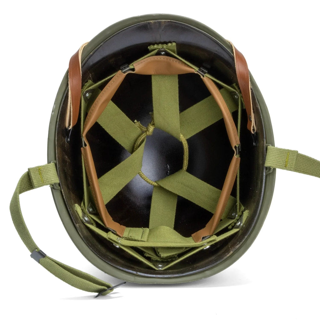 Casque Complet US M1 fabrication McCord numéro 544C et son liner International Moulded Plastics IMP vue intérieur globale.