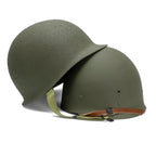 Casque Complet US M1 fabrication McCord numéro 544C et son liner International Moulded Plastics IMP avec le liner sorti.